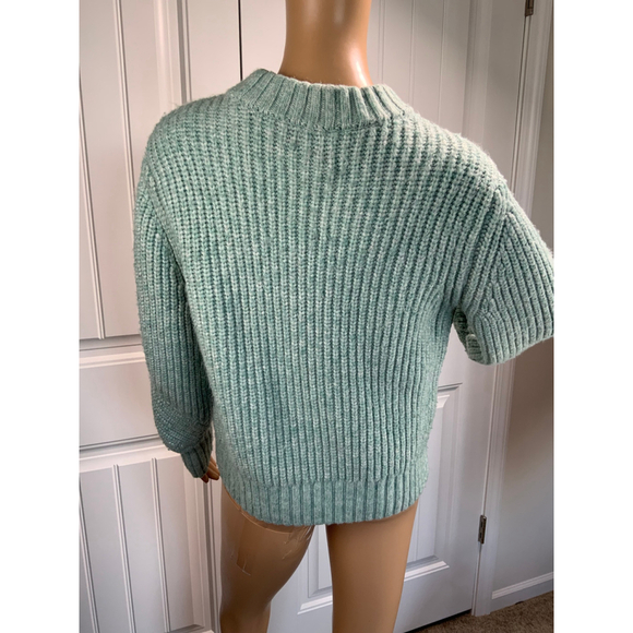 A New Day Women's Ribbed Cable Knit Sweater Med Mint Green Crewneck Cottagecore - Picture 11 of 14